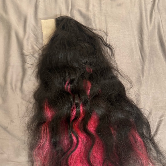 Human Hair Wig Dark Brown/Pink - Picture 4 of 14